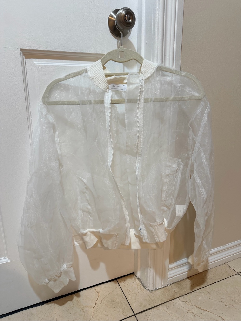 OAK + FORT Sheer White Organza Jacket